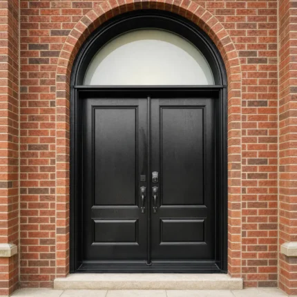 F57-V1 fiberglass entry door installed home entrance scene