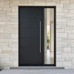 F58-V1 fiberglass entry door installed home entrance scene