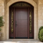 F6-MFD066 fiberglass entry door installed home entrance scene