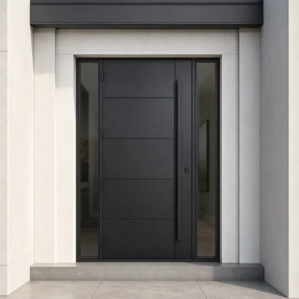 F60 fiberglass entry door installed home entrance scene