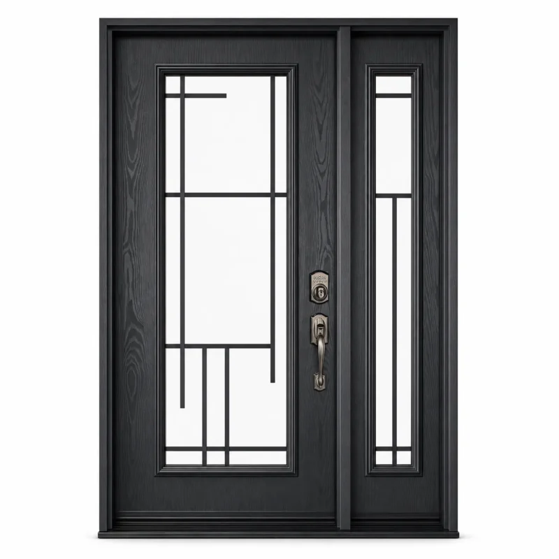 F63-V1 fiberglass entry door Amazon white background