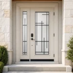 F63-V2 fiberglass entry door installed home entrance scene