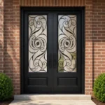 F64-V2 fiberglass entry door installed home entrance scene