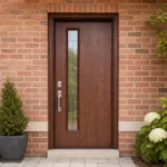 F68 fiberglass entry door installed home entrance scene