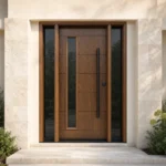 F7-MFD065 fiberglass entry door installed home entrance scene