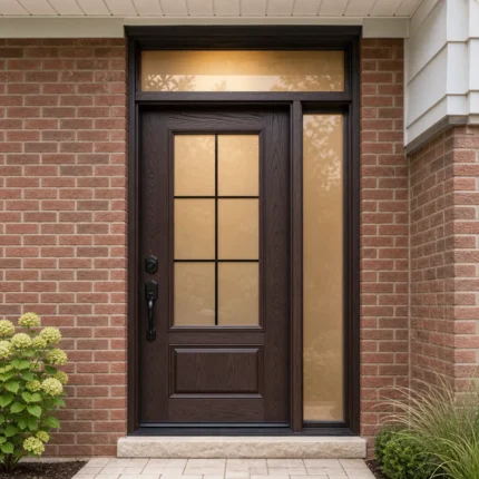 F70 fiberglass entry door installed home entrance scene