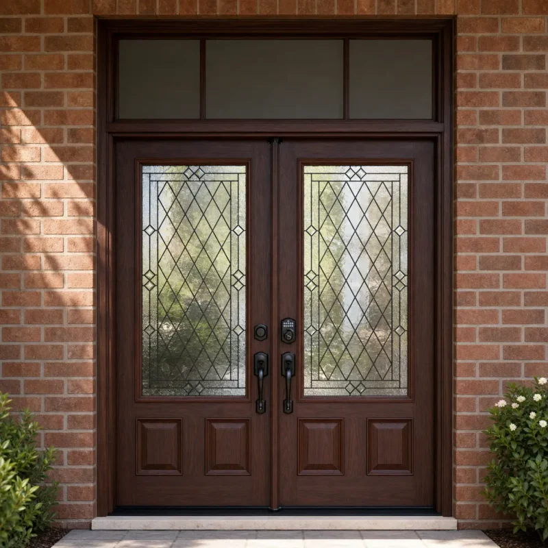 F71 fiberglass entry door installed home entrance scene