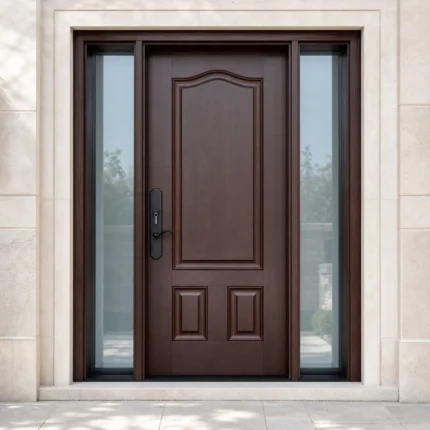 F73-V1 fiberglass entry door installed home entrance scene