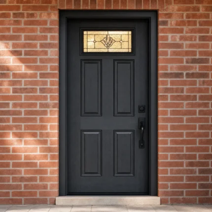 F74 fiberglass entry door installed home entrance scene