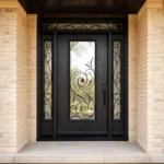 F75 fiberglass entry door installed home entrance scene
