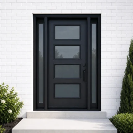 F76 fiberglass entry door installed home entrance scene