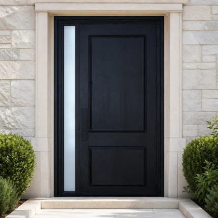 F80 fiberglass entry door installed home entrance scene
