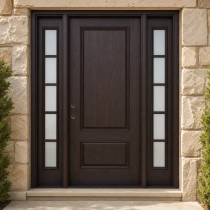 F82 fiberglass entry door installed home entrance scene