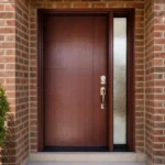 F87-V1 fiberglass entry door installed home entrance scene