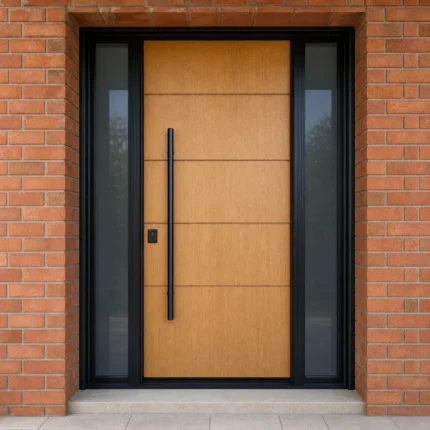 F88-V1 fiberglass entry door installed home entrance scene