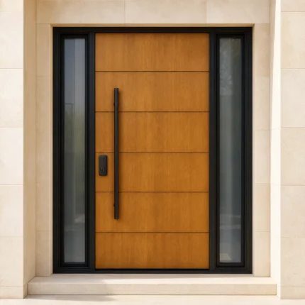 F88-V2 fiberglass entry door installed home entrance scene