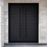F89 fiberglass entry door installed home entrance scene