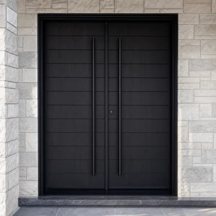 F89 fiberglass entry door installed home entrance scene