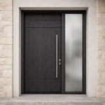 F9-MFD063 fiberglass entry door installed home entrance scene