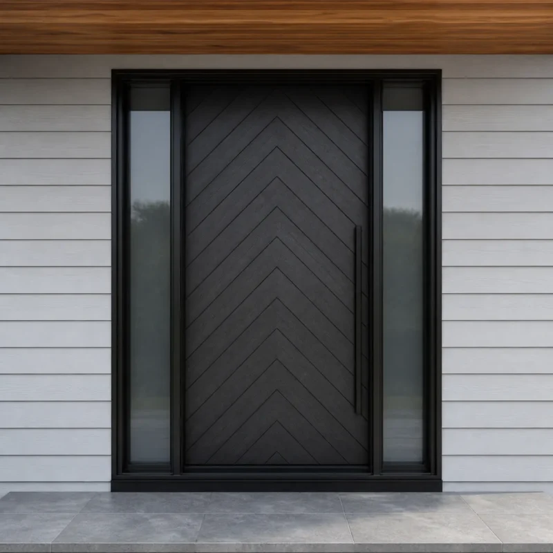 F92 fiberglass entry door installed home entrance scene