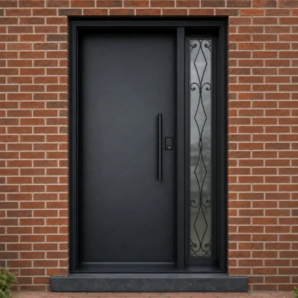 F93 fiberglass entry door installed home entrance scene
