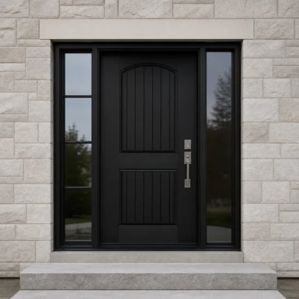 F94 fiberglass entry door installed home entrance scene