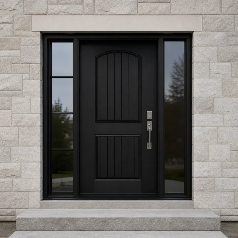 F94 fiberglass entry door installed home entrance scene