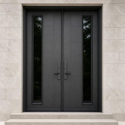 F96 fiberglass entry door installed home entrance scene