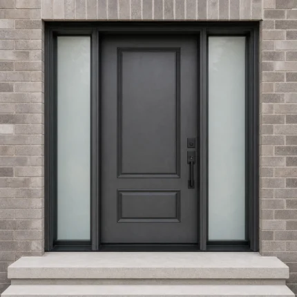 F97-V2 fiberglass entry door installed home entrance scene