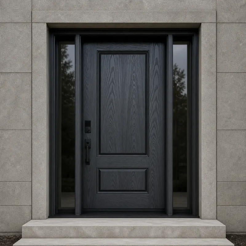 F98 fiberglass entry door installed home entrance scene