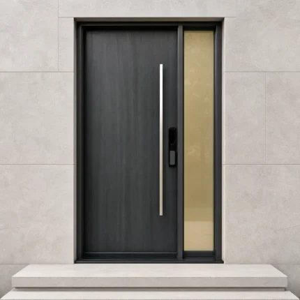 F99 fiberglass entry door installed home entrance scene