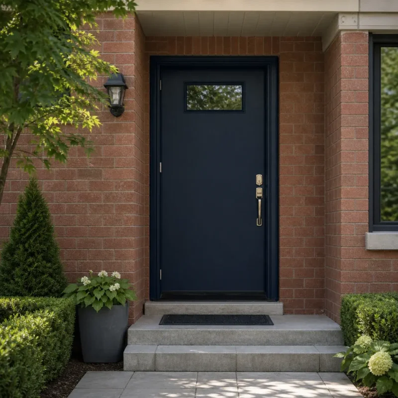 SD001 steel entry door installed home entrance scene