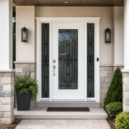 SD004 steel entry door installed home entrance scene