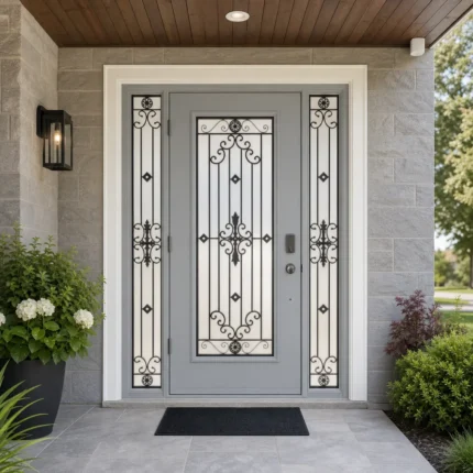 SD005 steel entry door installed home entrance scene