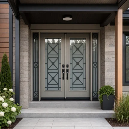 SD006 steel entry door installed home entrance scene