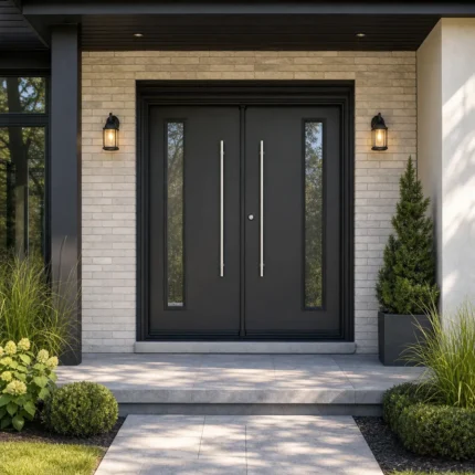 SD008 steel entry door installed home entrance scene
