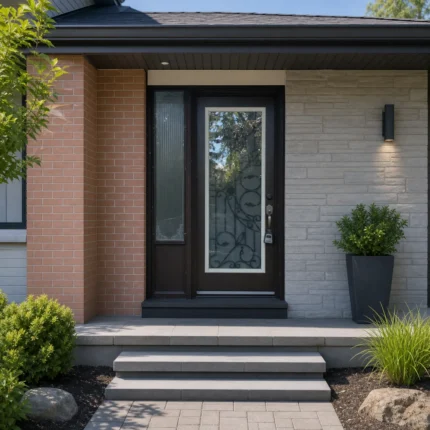 SD009 steel entry door installed home entrance scene