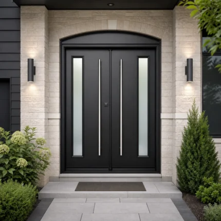 SD012 steel entry door installed home entrance scene