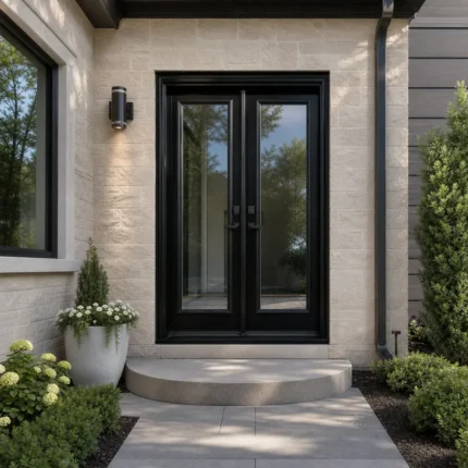 SD015 steel entry door installed home entrance scene