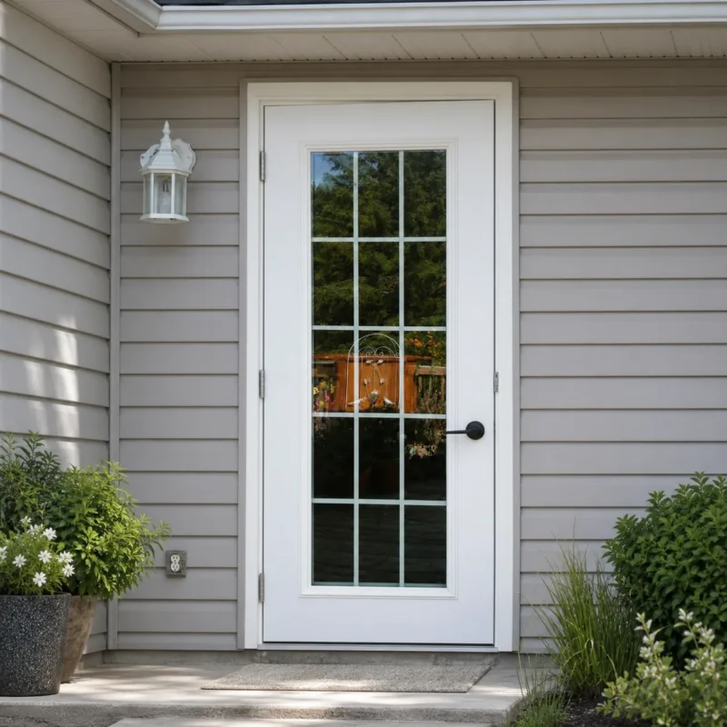SD017 steel entry door installed home entrance scene