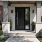 SD018 steel entry door installed home entrance scene