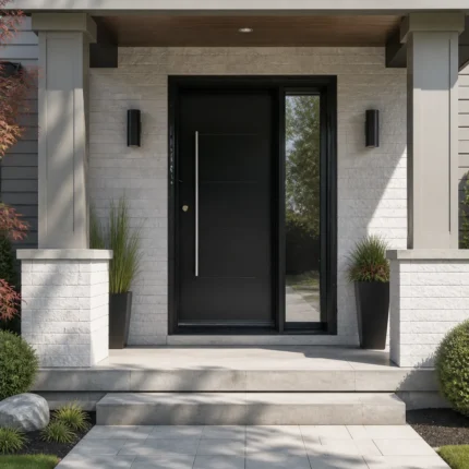 SD018 steel entry door installed home entrance scene
