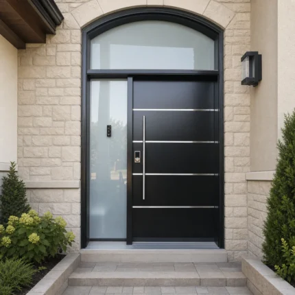 SD021 steel entry door installed home entrance scene