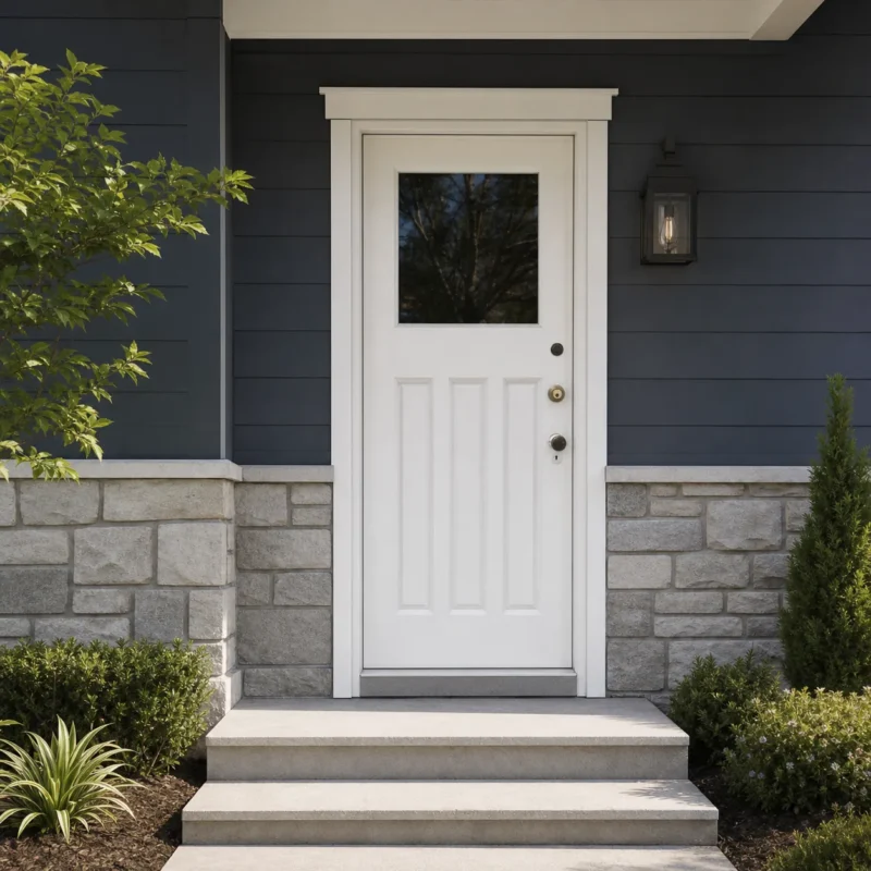 SD023 steel entry door installed home entrance scene