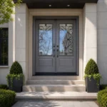SD024 steel entry door installed home entrance scene