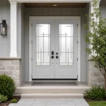 SD027 steel entry door installed home entrance scene