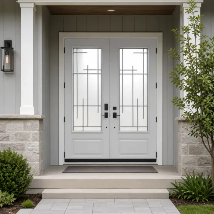 SD027 steel entry door installed home entrance scene