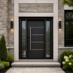 SD030 steel entry door installed home entrance scene