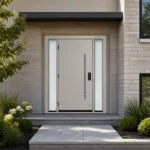 SD031 steel entry door installed home entrance scene