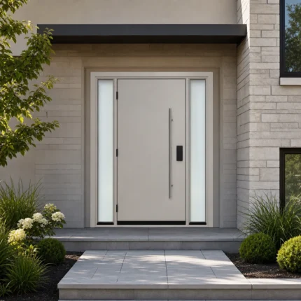 SD031 steel entry door installed home entrance scene